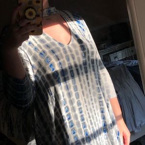 Blue and grey tie dye above the knee dress